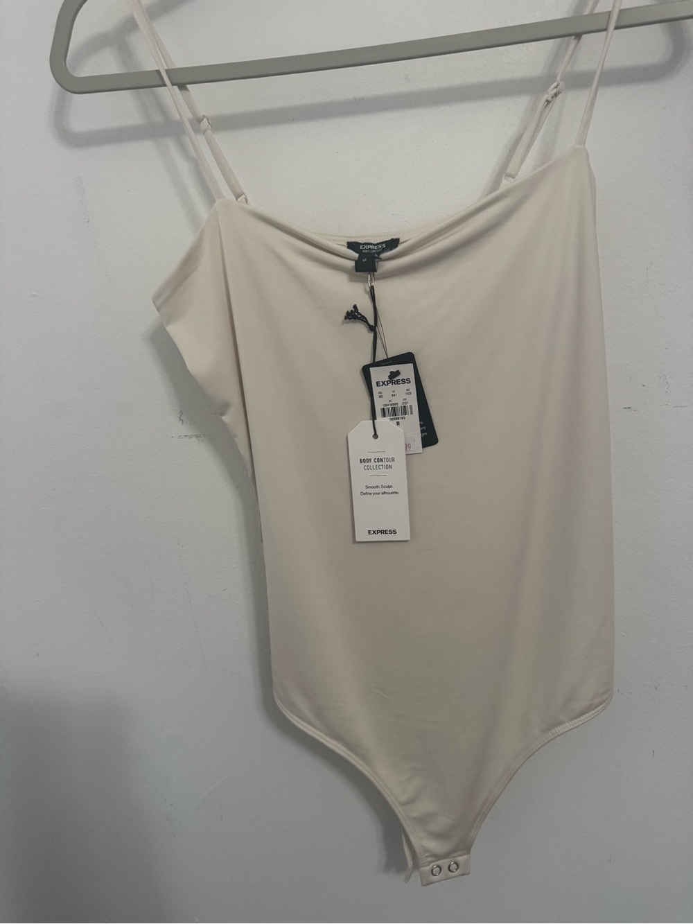 Express Neutral Cream Cami Bodysuit with Adjustable Straps